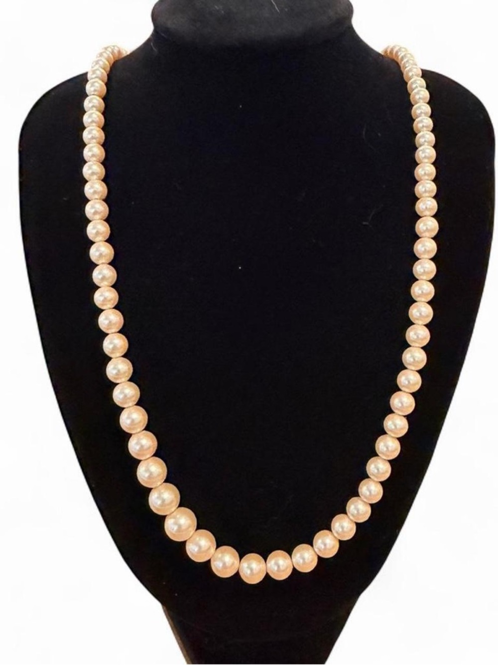 Vintage Peach Pink Pearl Single Strand Necklace - Women Jewelry